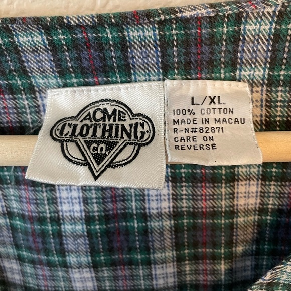 Vintage Acme Clothing Taz Long Plaid Sleep Shirt - Picture 2 of 6